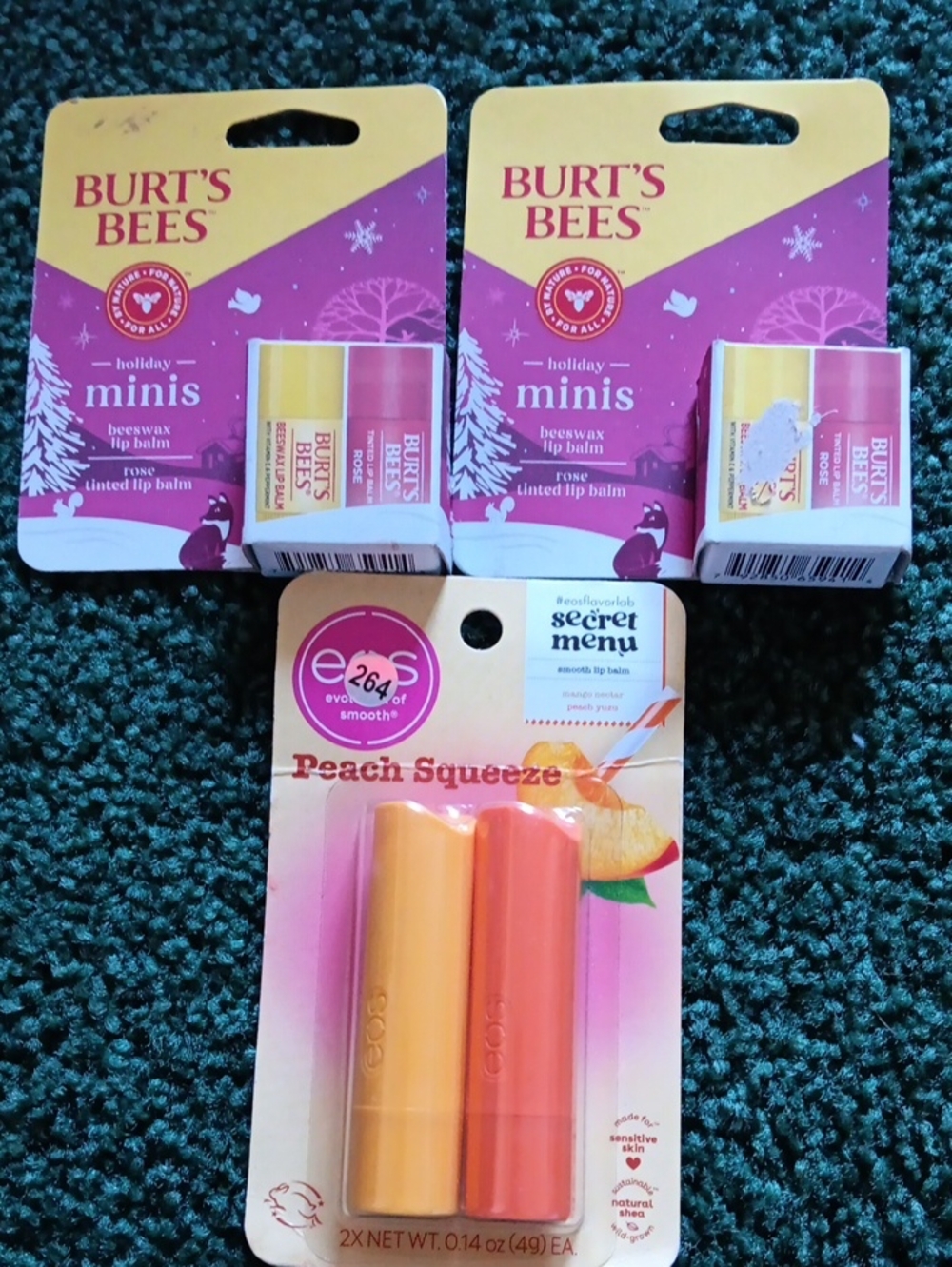 Variety Pack Of Burts Bees And Eos Lip Balms.